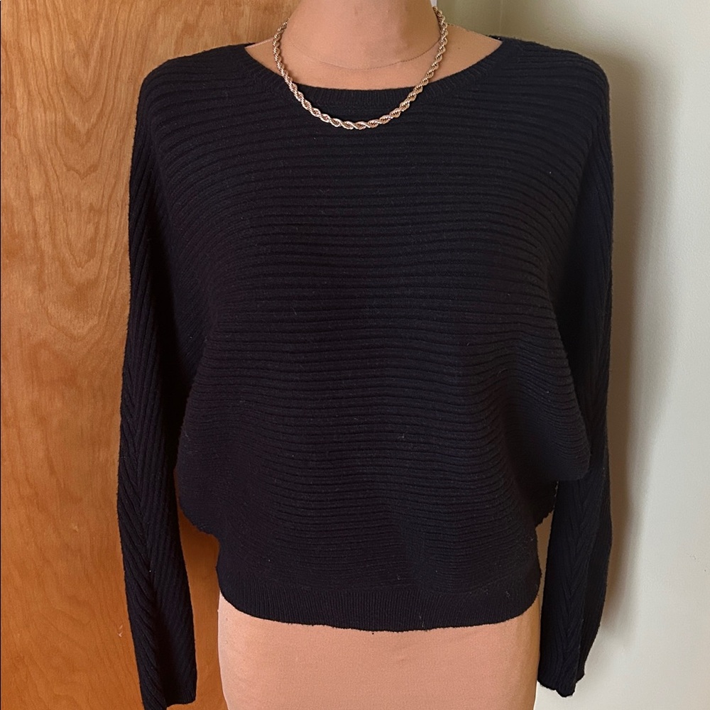 Express Black Ribbed Crew Neck Sweater